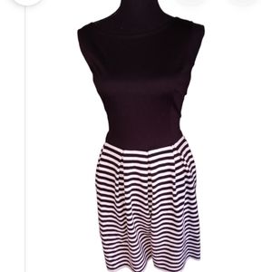 Xhilaration Fun Chic Black and White Stripe Midi Sleeveless Fit and Flare Dress